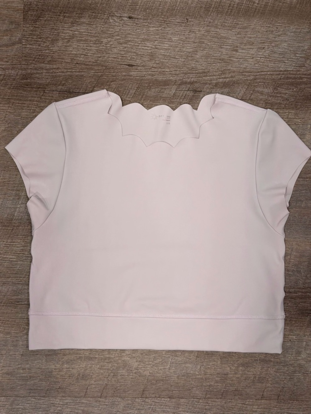 OFFLINE By Aerie Goals Scallop Tee in Lilac Ice, size Large. - Picture 4 of 8